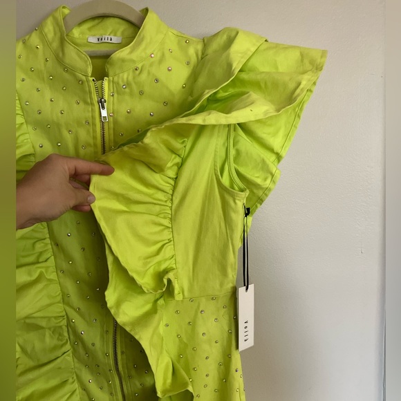 NWT Neon Green Dress with rhinestones - Picture 3 of 4